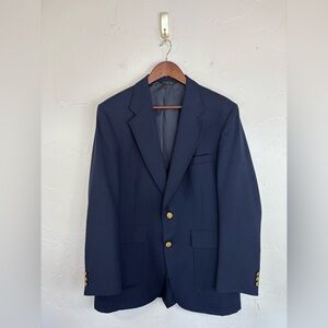 VINTAGE Men's Blazer Navy Blue Jacket Gold Button 40L‎ Classic Prep Sport Coat